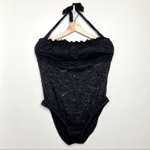 Mossimo Black Lace One Piece Swimsuit | Size XL